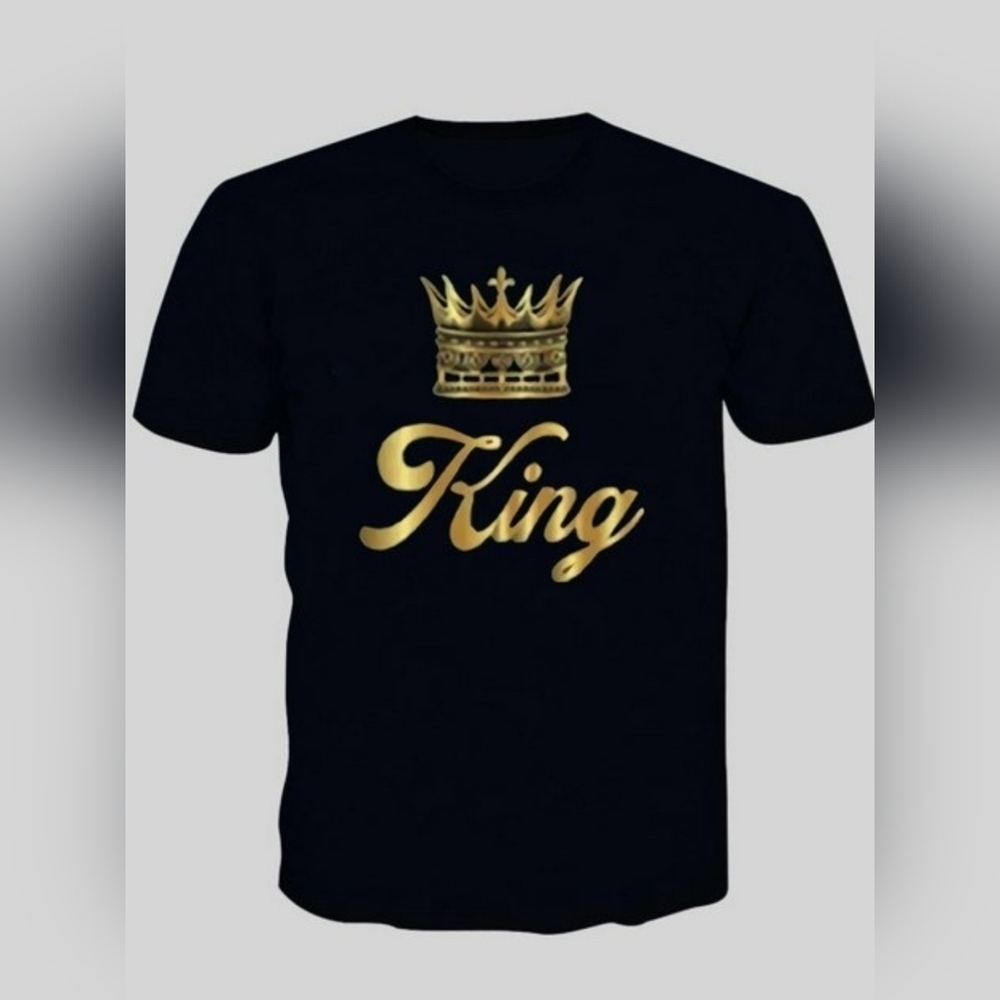 King and Crown Black with Gold Graphic T-Shirt Men's Size L New Without Tags - Picture 2 of 2